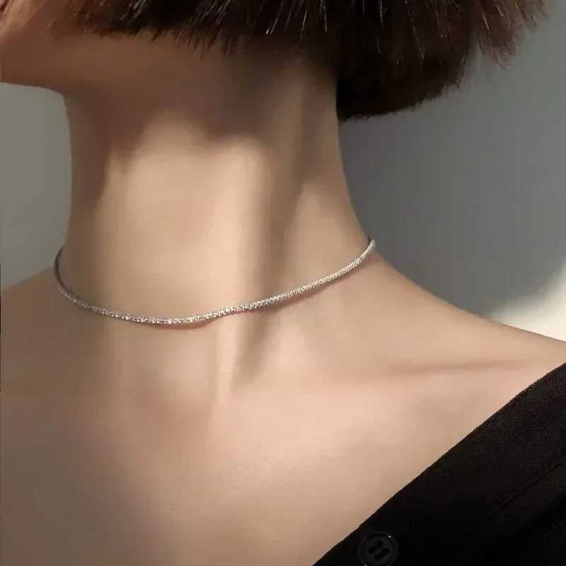 New Fashion Popular Silver Colour Sparkling Clavicle Chain Choker Necklace For Women Fine Jewelry Wedding Party GiftXJ251104