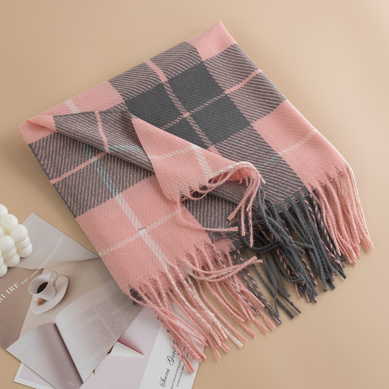 K299 2024 new plaid scarf for women autumn and winter retro thickened British style shawl high-end atmosphere warm neck scarf