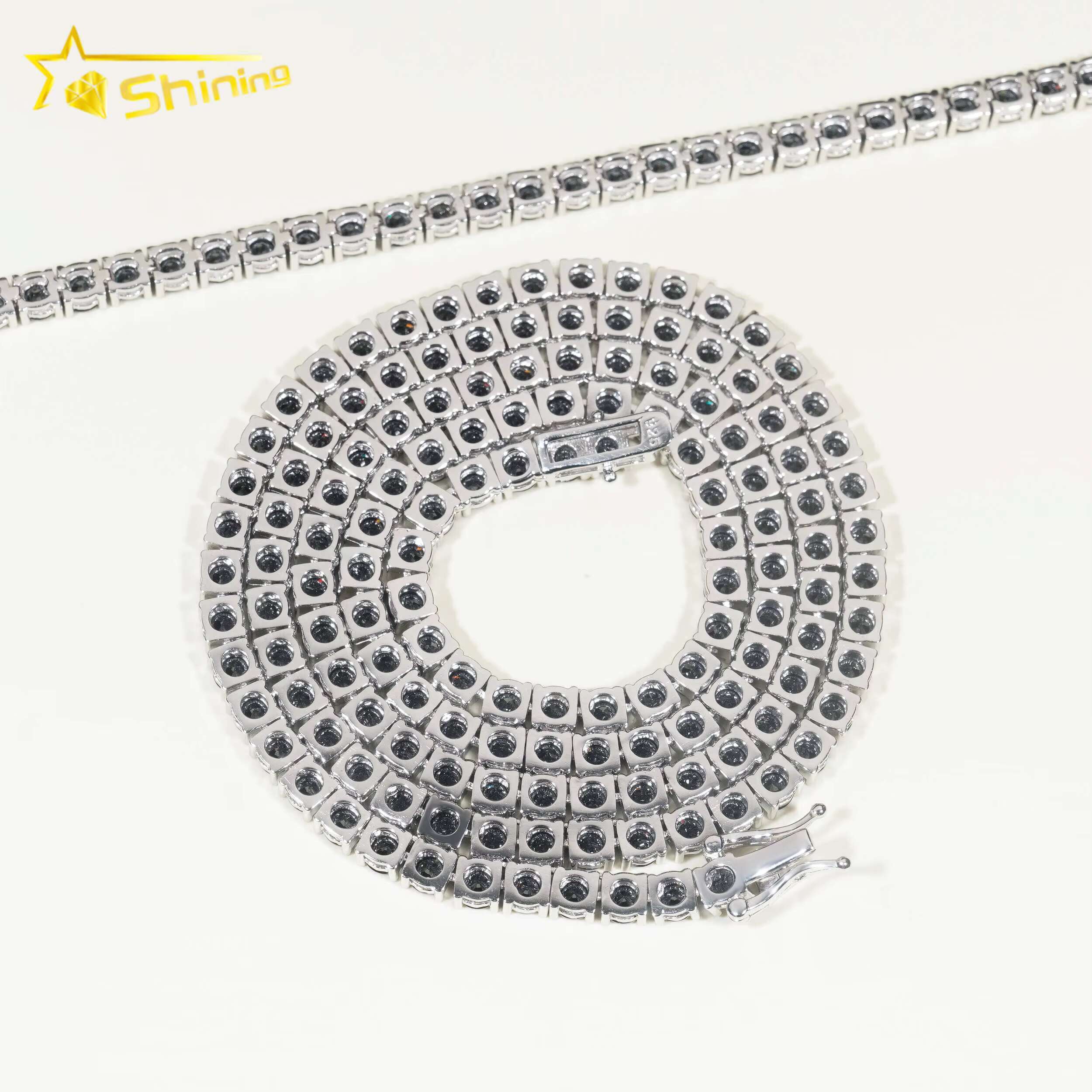 Hot Sale Black Moissanite 925 Sterling Silver Pass Diamond Tester GRA Certified Tennis Chain Ready to Ship