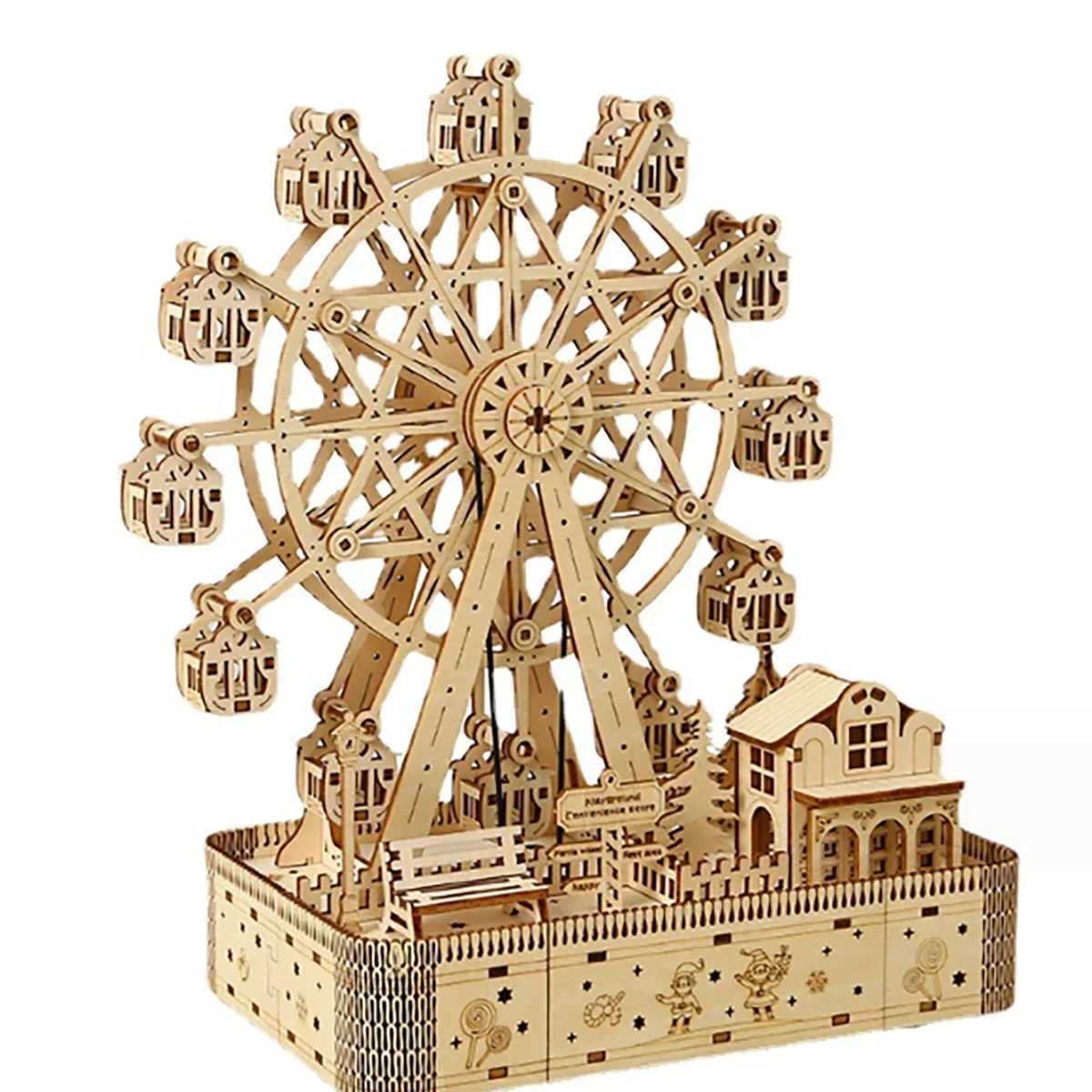 Ferris Wheel Hands Craft DIY 3D Wooden Puzzle Instrument Assembly Building Model Kit Brain Teaser Puzzles Toy C251104