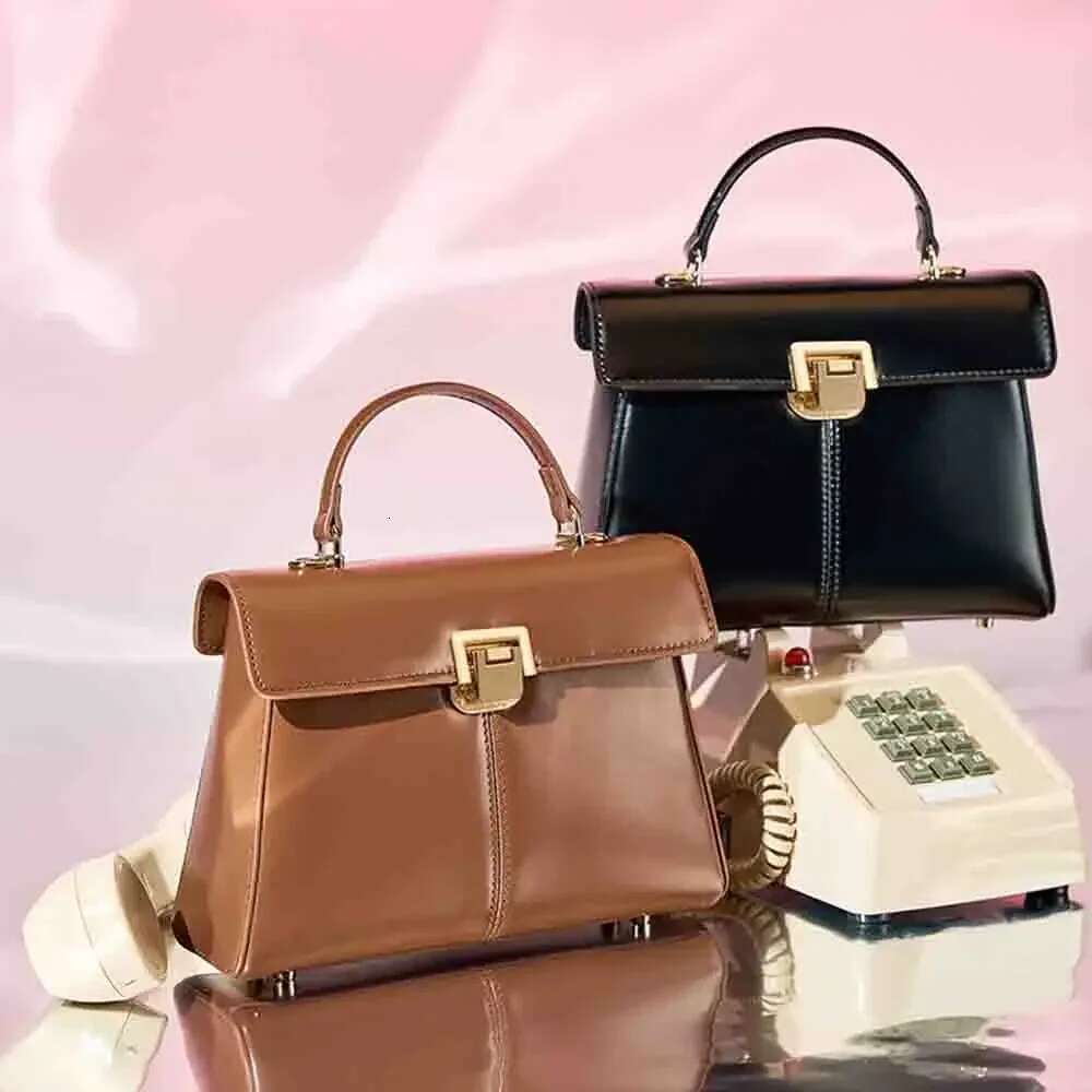 Top Quality Cowhide Women Satchel Genuine Leather Shoulder Small Square Bags Ladies Sac A Main New