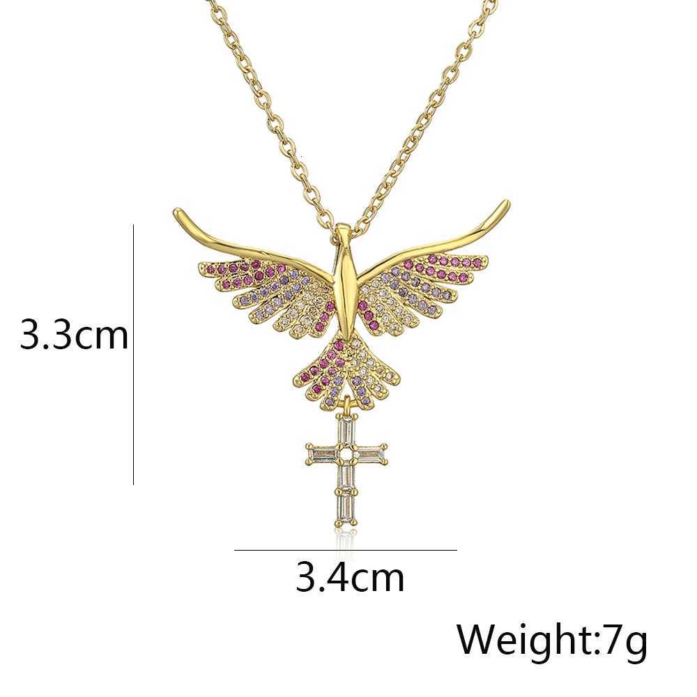 NEWBUY Unique Design Eagle Heart Cross Pendant Gold Color 316L Stainless Steel Chain Necklace CZ Party Jewelry Femme BijouxXJ251104