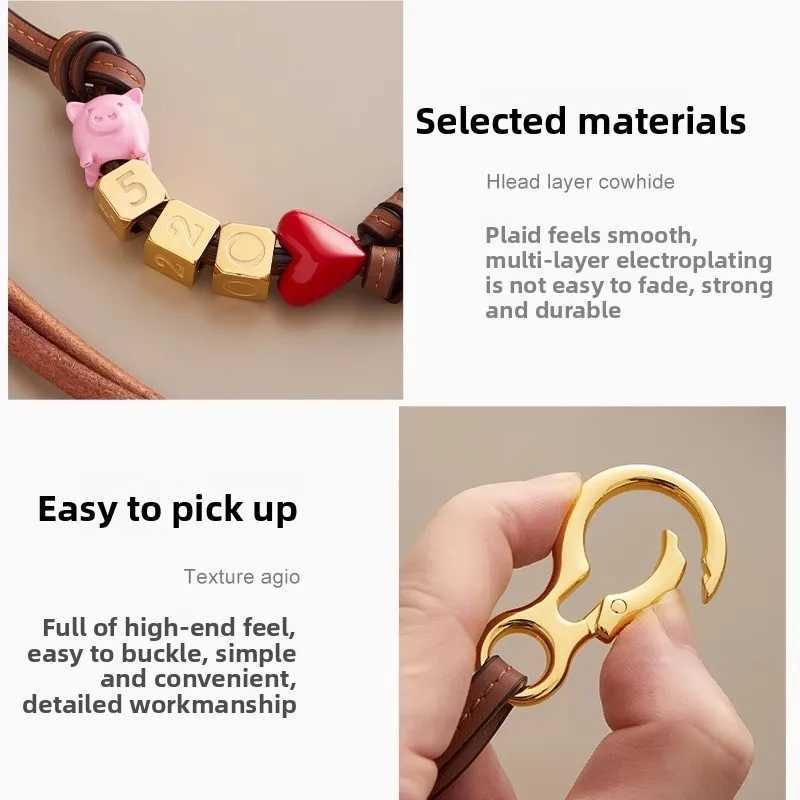 Robot Pig bead Leather bag charm for womens bag fashion decoration couple high-end keychain bag accessories C251104