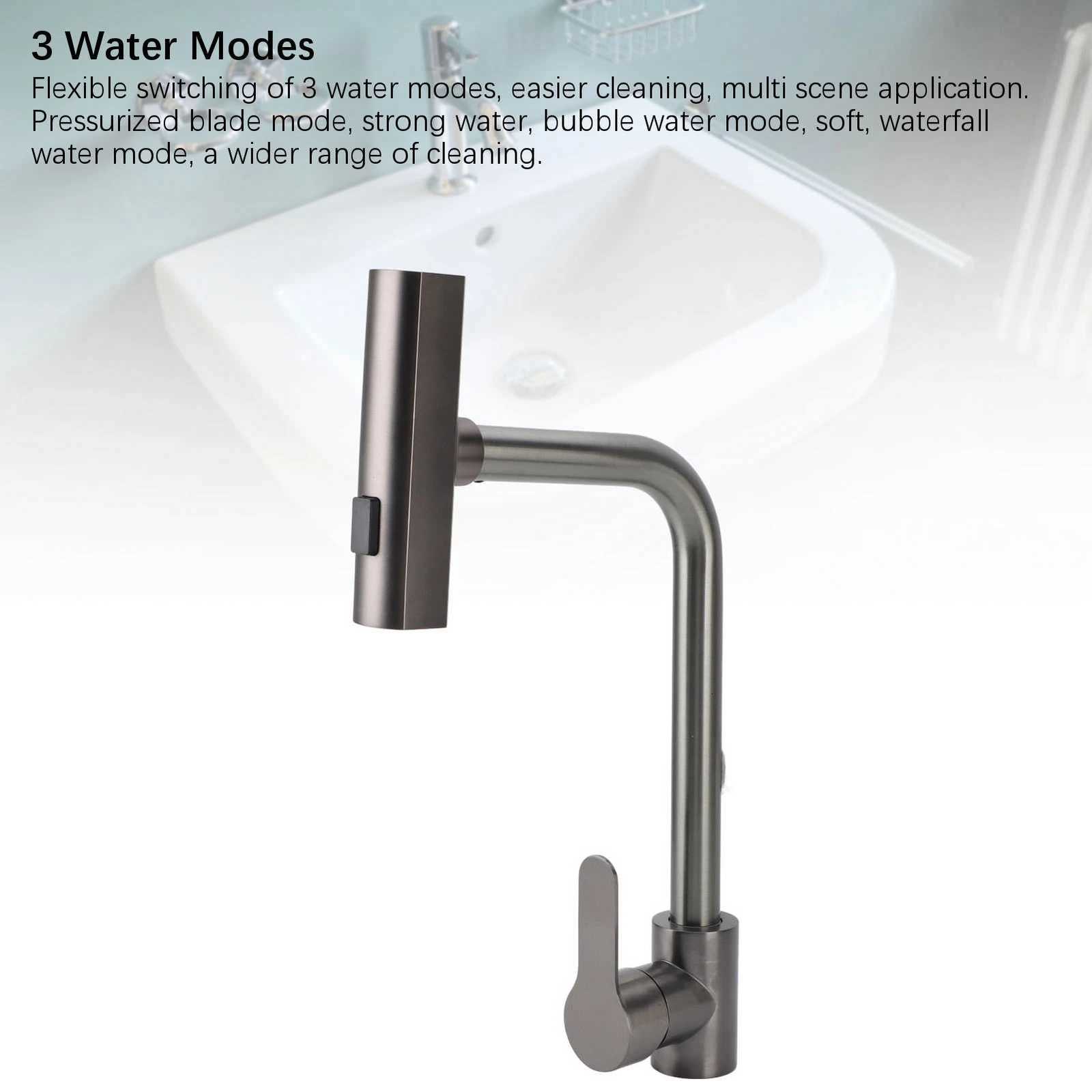 Sink Faucet Kitchen Sink Faucet Sink Faucet Rotatable 3 Function Sprayer Single Handle Hot Cold Water Kitchen Faucet for He Y251104