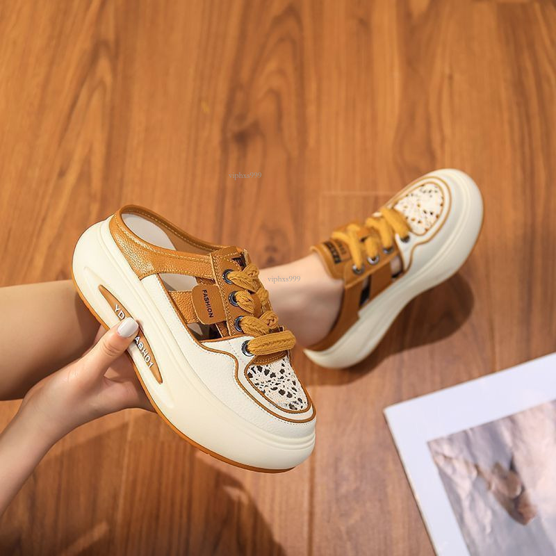 New Designer Sandals With Free Shipping 2025 Small White Board Shoes Net Red Envelope Head Half Slippers For Women, Summer Outwear Flat Fashion