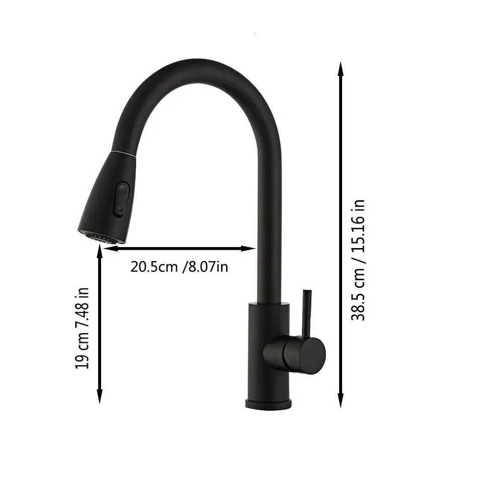 Stainless Steel Lead- Environmentally Friendly Kitchen Cposite Pl-Out Faucet Black With Second Ll Water Outlet Y251104