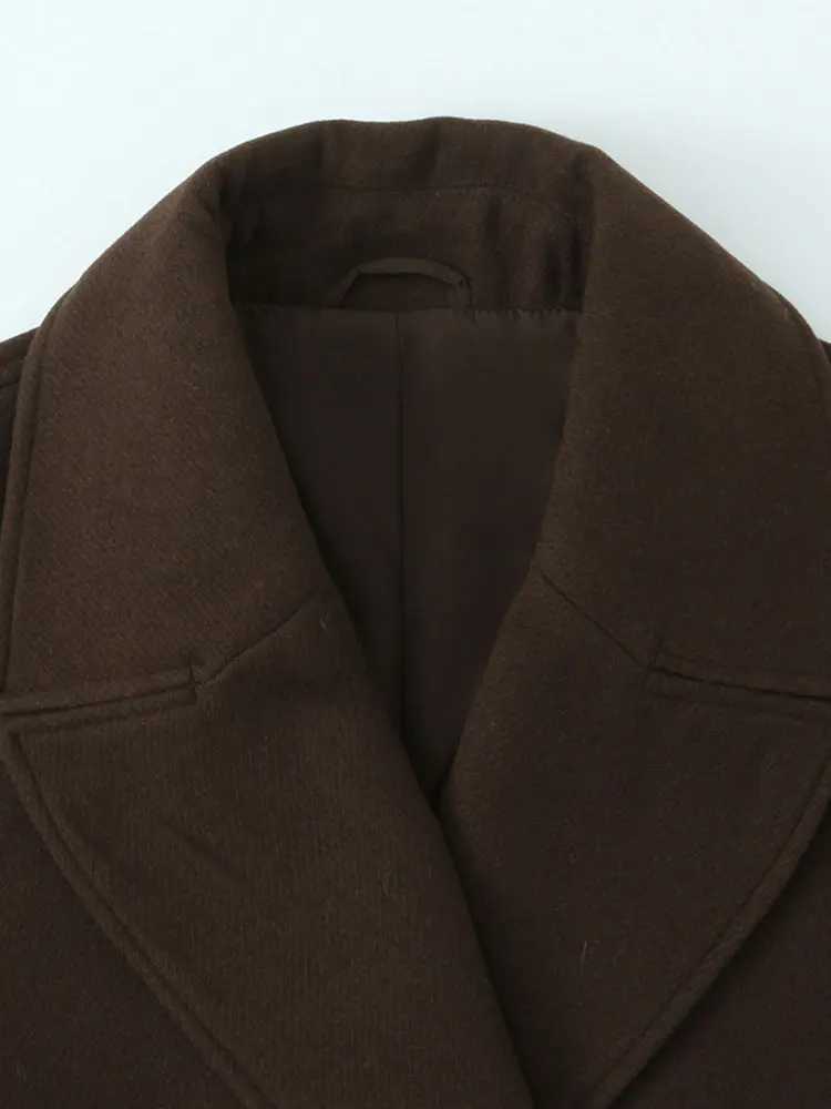 NLZGMSJ Vintage Casual Chic Women Overcoat Solid Pockets Doublebreasted Short Coat New Fashion 2025 Winter Holiday Coats J251103