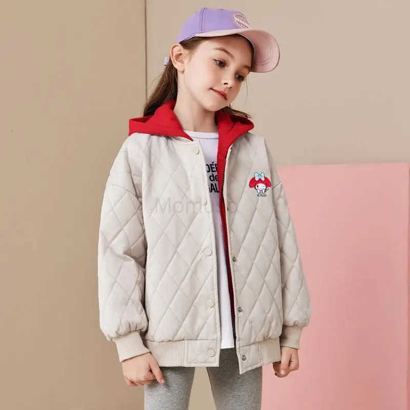 Sanrio Hot Y2K My Melody Girl Cotton Clothes Two Fake Pieces Cotton Coat Thicken Kawaii Hooded Coat Cartoon Fashion Jacket New H251104