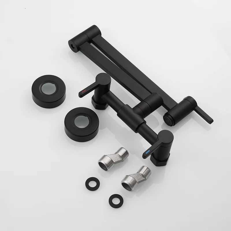 Pot Filler Tap Wall Mounted Foldable Kitchen Faucet Hot and Cold Single Hole Sink Tap Rotate Folding Spout Bed Gold Brass Y251104