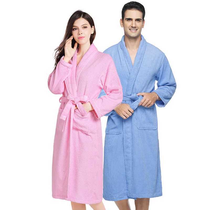 100 Cotton Toweling Terry Robe Unisex lovers Soft Bath Robe Men And Women Nightrobe Sleepwear Male Casual Home Bathrobe C251104