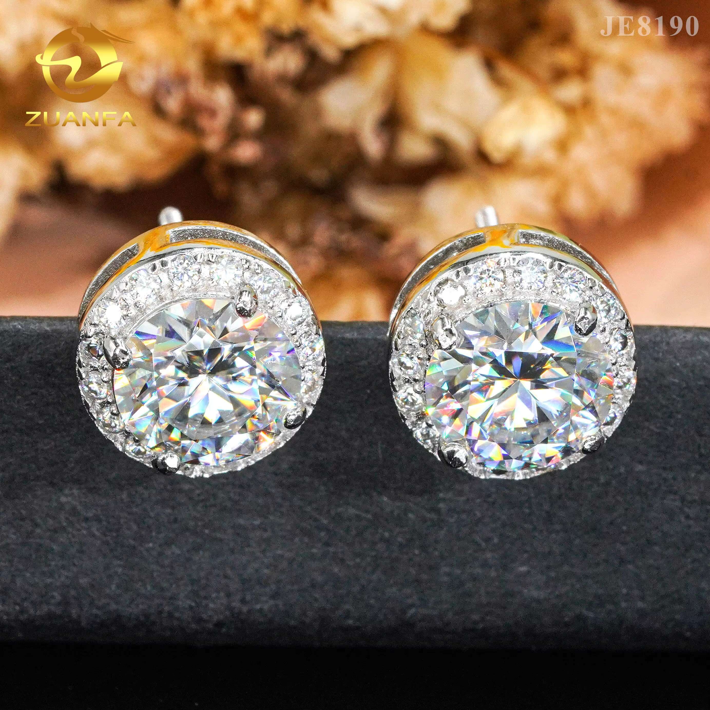 Pass diamond tester s925 sterling silver gold plated shining earring studs screw back women men vvs moissanite earring stud