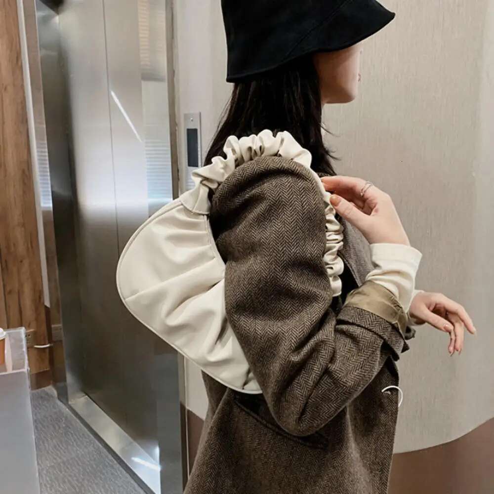 Fashion Pleated Handlebags for Women PU Cloud Leisure Armpit Bag Shopping Shoulder Bags Dumpg Handbag Female 2024