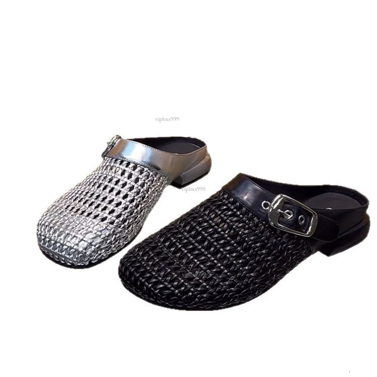 New Designer Sandals With Free Shipping French Woven Hollowed Out Half For Women's Casual Flat Bottom With A Straight Ribbon Mary Jane's Hea