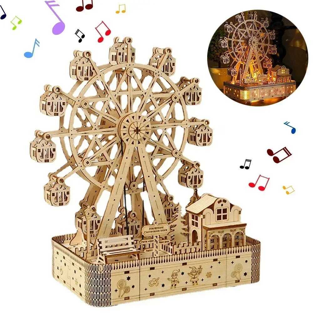 Ferris Wheel Hands Craft DIY 3D Wooden Puzzle Instrument Assembly Building Model Kit Brain Teaser Puzzles Toy C251104