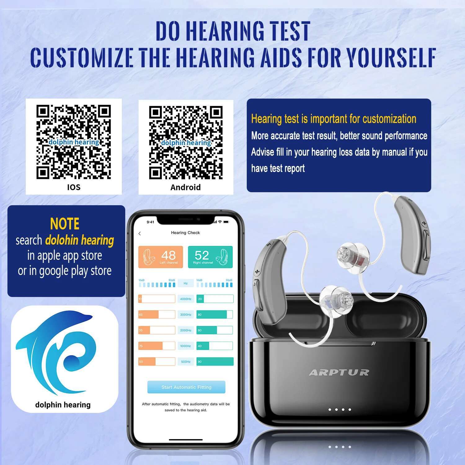 Bluetooth Hearing Aids for Seniors Rechargeable with Noise Cancelg APP Control Self-Fitting Wireless Music Stream Hand-free