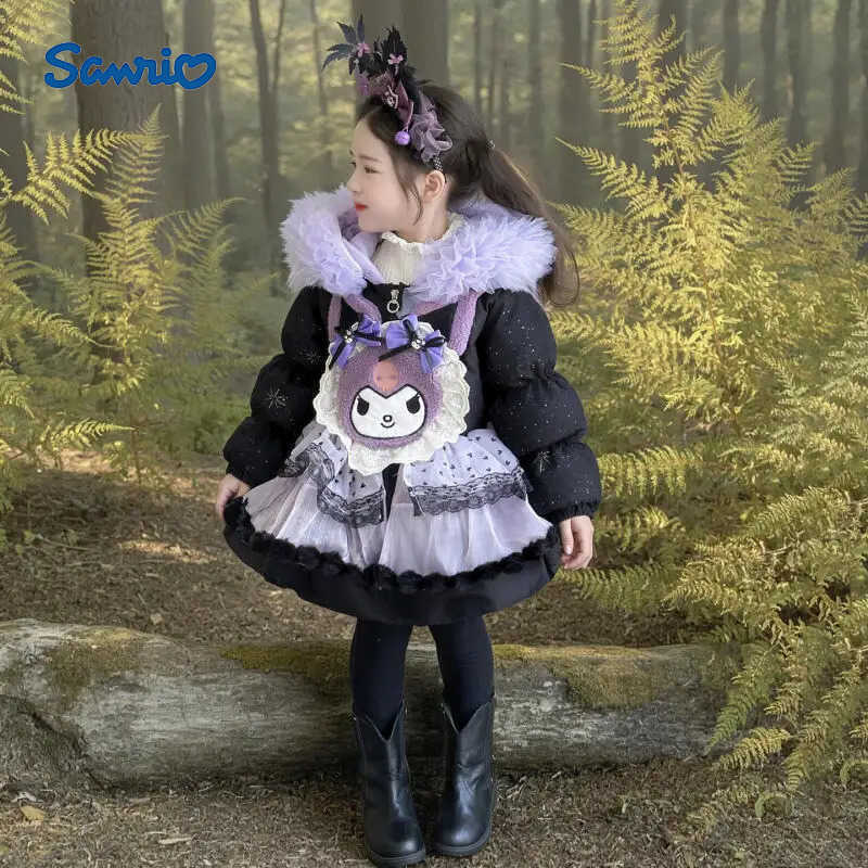 Sanrio Girl Kawaii Lolita Cosplay Down Jacket Winter 2025 New Childrens Cartoon Anime Fashion Sweet Princess Cotton Coat Girls Gifts H251104