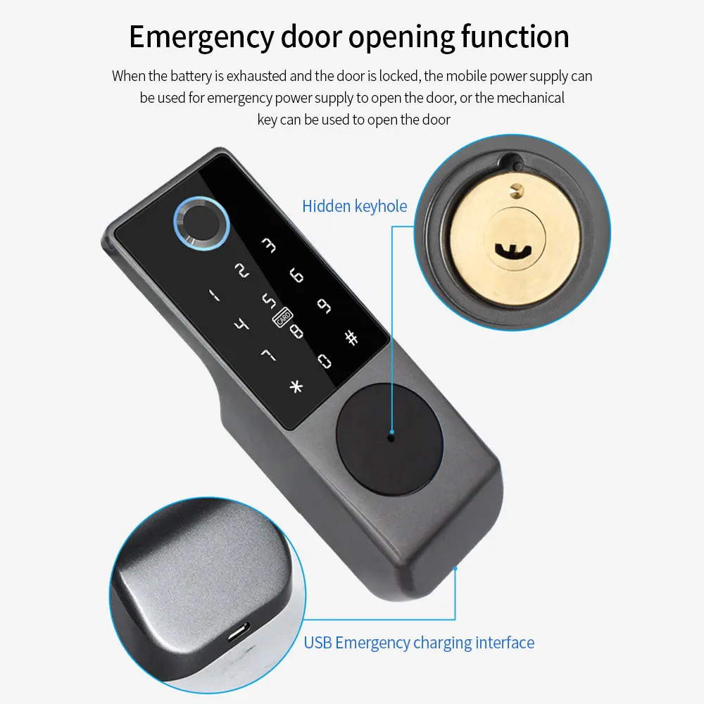 Waterproof Tuya Wifi Remote Control Fingerprint Motor Rim Lock Card Code Smart Door Lock Work for Google Alexa Echo 250402