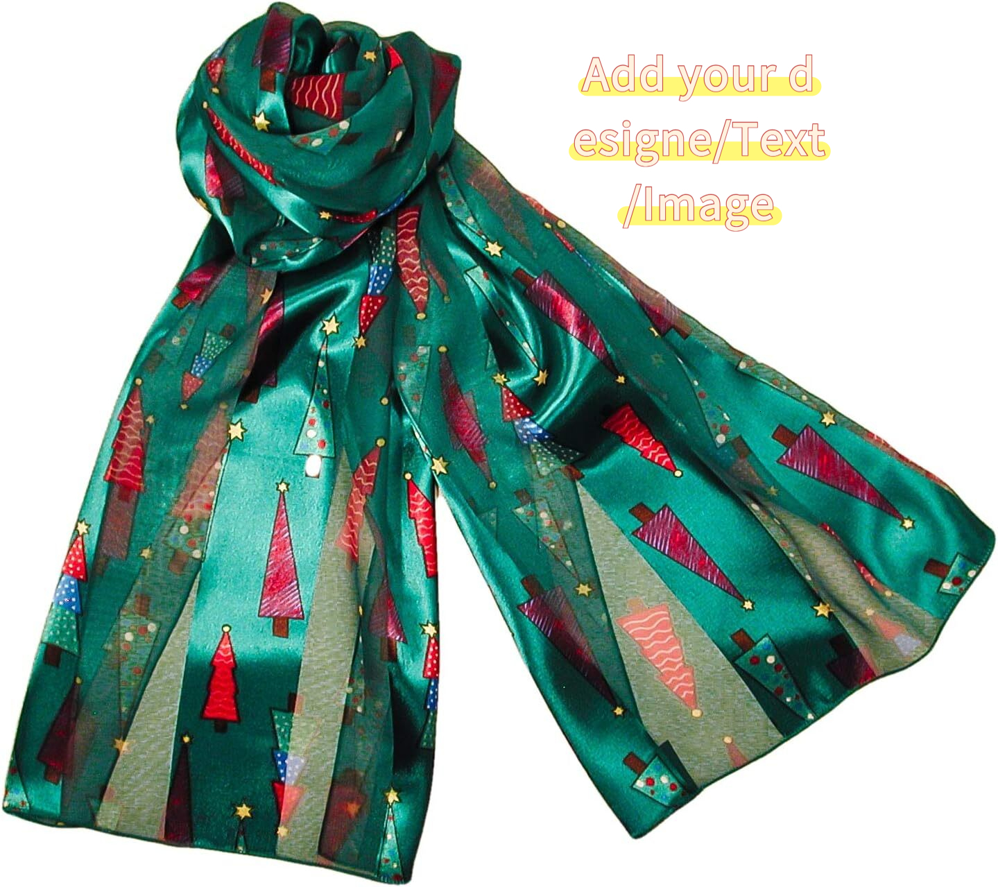 Custom Colorful Christmas Tree Holiday Scarves with Gift Box Option