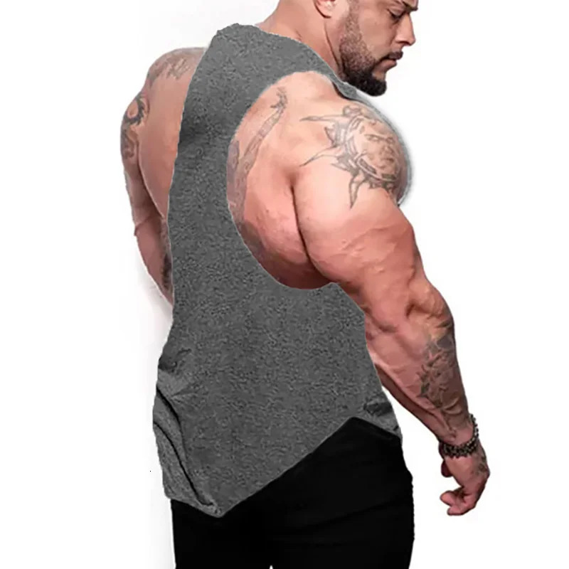 Gym Fitness Muscle Singlets Cotton Breathable Sleeveless T-Shirts Mens Casual Sport Tank Tops Summer Bodybuilding Loose Vests 250402