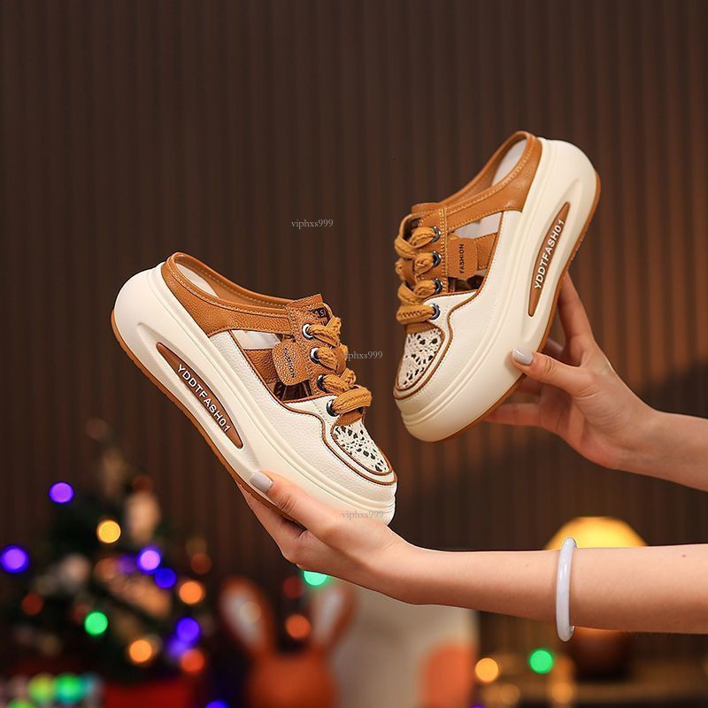 New Designer Sandals With Free Shipping 2025 Small White Board Shoes Net Red Envelope Head Half Slippers For Women, Summer Outwear Flat Fashion