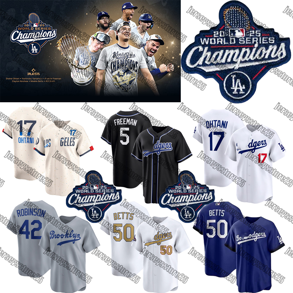 2025 Baseball Jersey World Series Champions Dodgers jerseys #17 Shohei Ohtani #50 Mookie Betts #5 Freeman Clayton Gavin Lux Yoshinobu #18 Yamamoto #34 Valenzuela