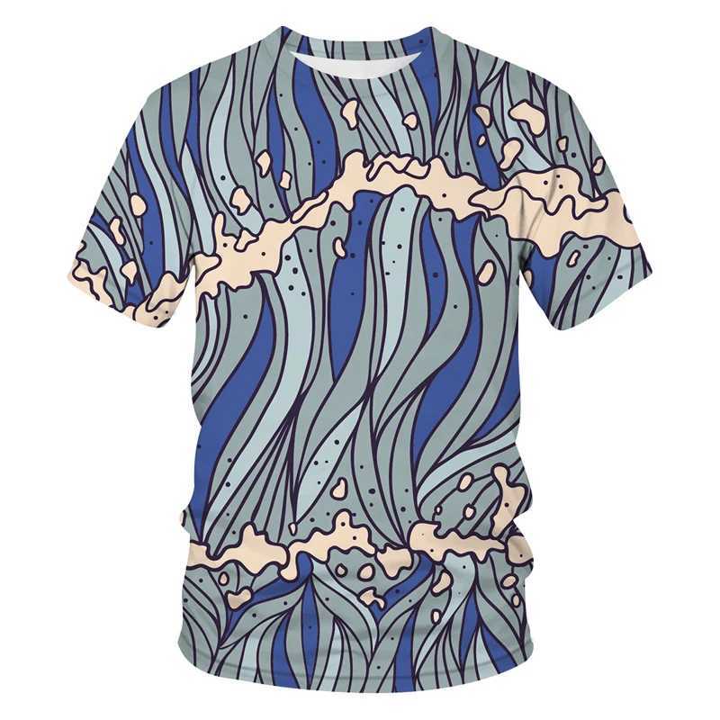 Fashion striped checkered pattern mens and womens casual 3D printed hip-hop Harajuku personalized round neck short sleeved shirt W250403