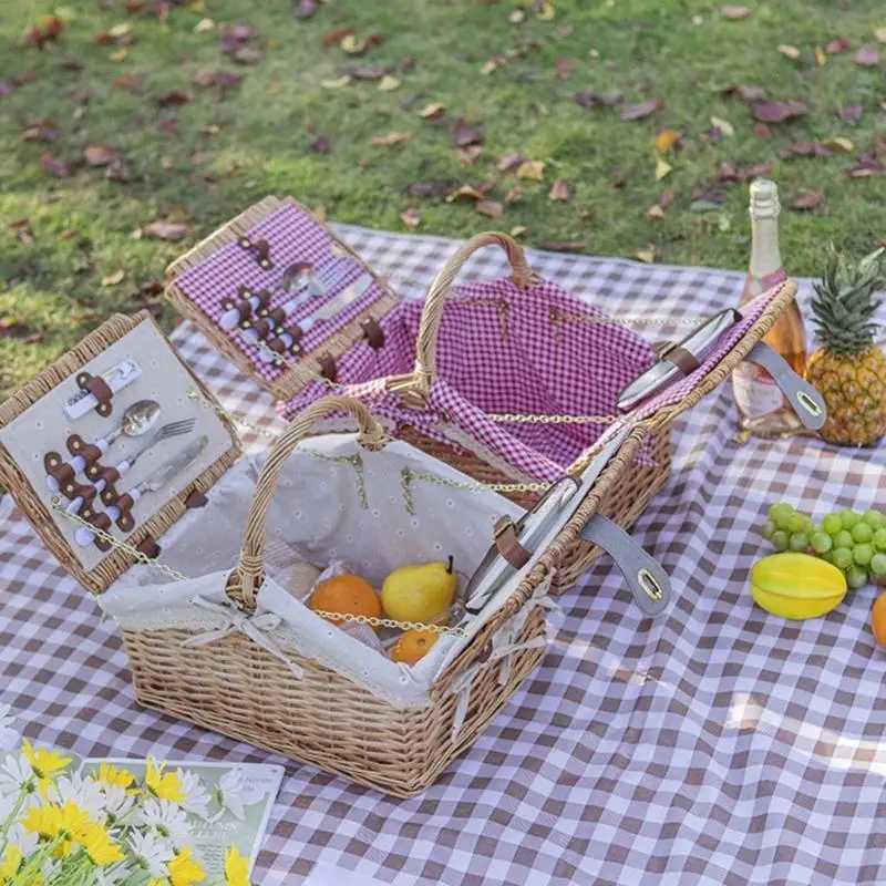 831C Handmade Wicker Picnics Basket Large Capacity Camping BasketC250403