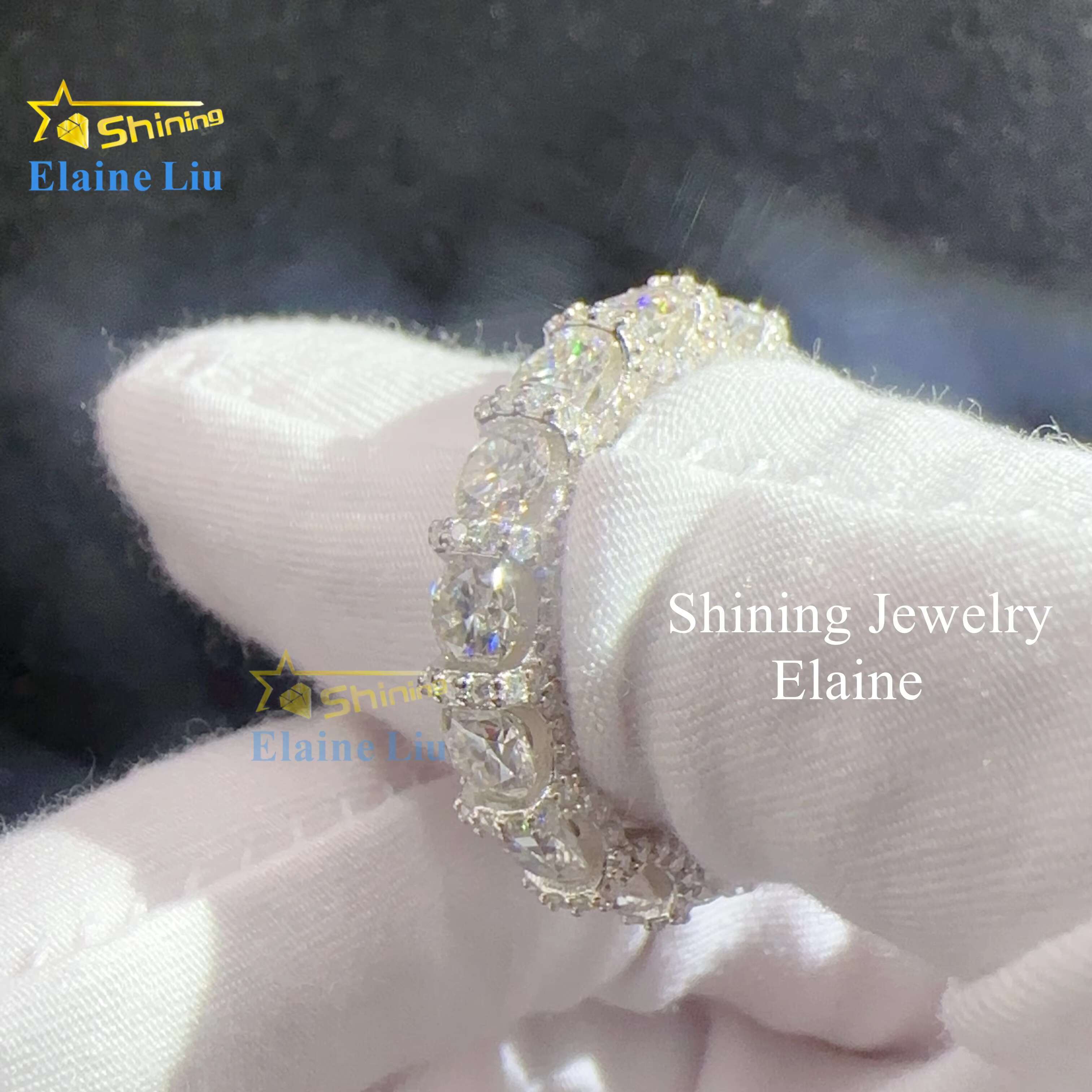 Pass Diamond Tester Gold Plated 925 Sterling Silver Vvs Moissanite Mens Fashion Jewelry Rings