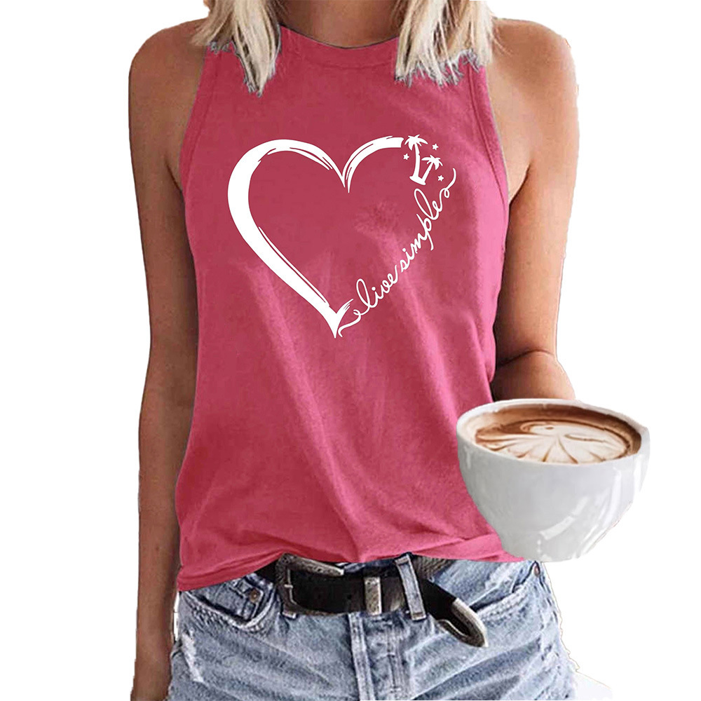 Women's TikTok new tie dye love print round neck vest top for women