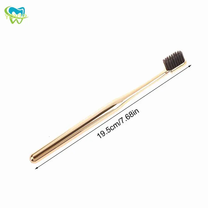 1Pc Soft Toothbrush Mens Adult Electroplated Silver Color 250325