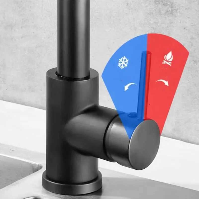 Black Pl Out Kitchen Sink Faucet ible 2 Modes Stream Sprayer Nozzle Faucets Stainless Steel Hot Cold Wate Mixer Tap Deck Y251104