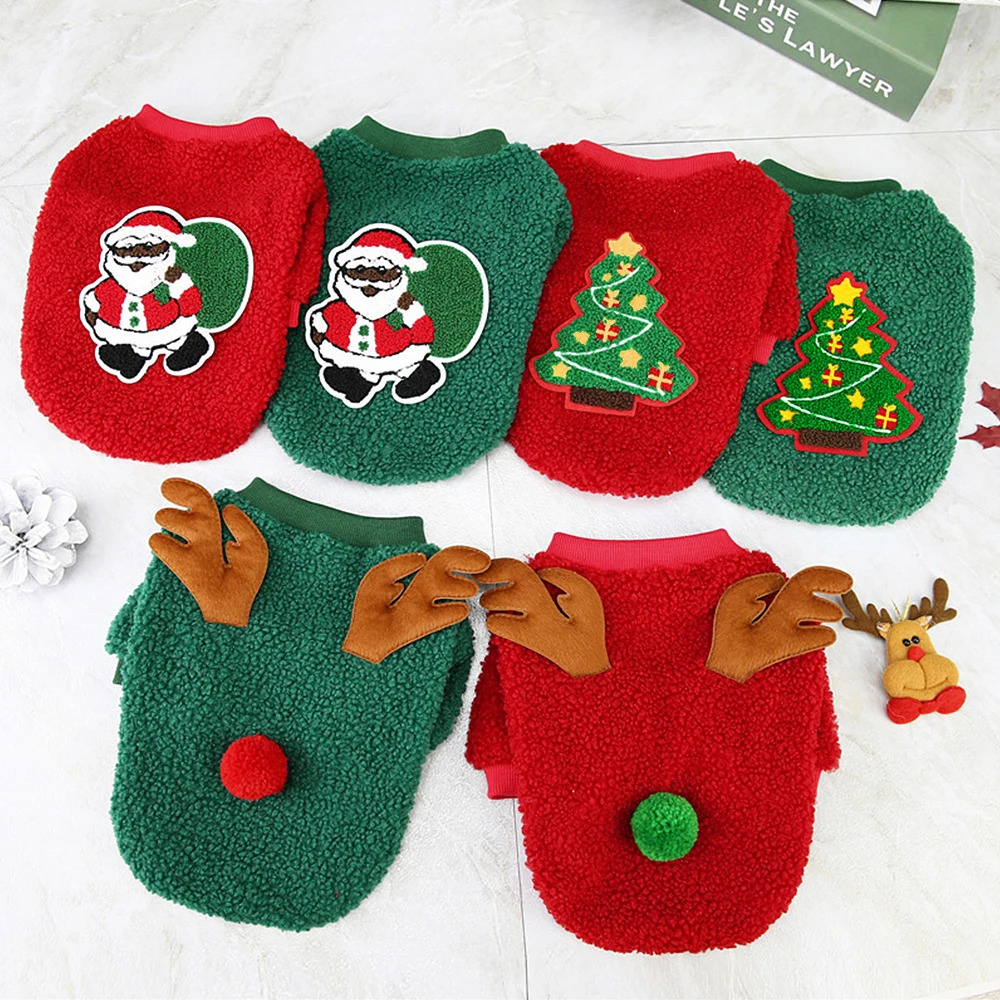 Christmas Dog Clothes Vest Pet Puppy Cat Year Clothing Coat Cute Costume Soft Fleece Outfit Clothing Pug Chihuahua S2XL 251103