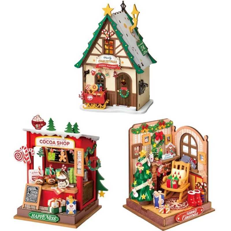 Robotime DIY Miniature House Kit Decoration Christmas Fireplace Mini House Building Craft Kits for Adults Gift For Christmas C251104