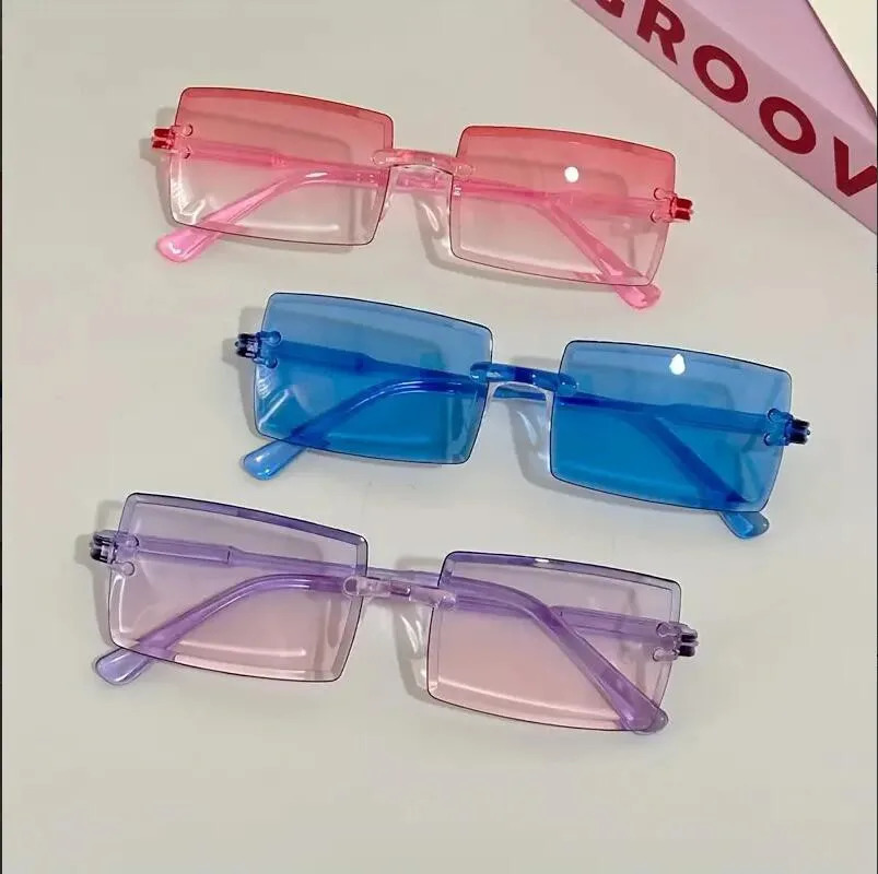 6 rectangular fashionable sunglasses for men cute candy colored decorative sun visors UV400 250325