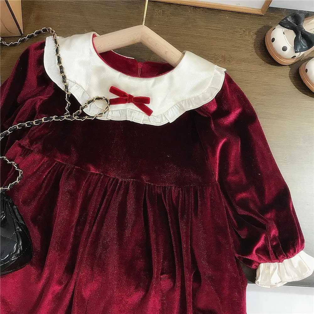 Chritmas Winter Children Girls Dress Plus Velvet Warm Infant Babys Girls Princess Dress Red Thick Toddler Kids Girls Long Dress C251104