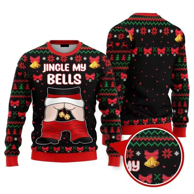 Digital Print Men's Holiday Sweater: Cozy Top Pull Over Jacket Featuring Comfortable Squared Patterning