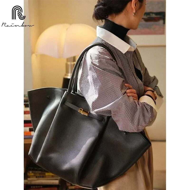RAINBOW New Leather Large Capacity Niche Brand Design Women's Shoulder Bag Solid High-End Shopping Fashion Ladies Handbag