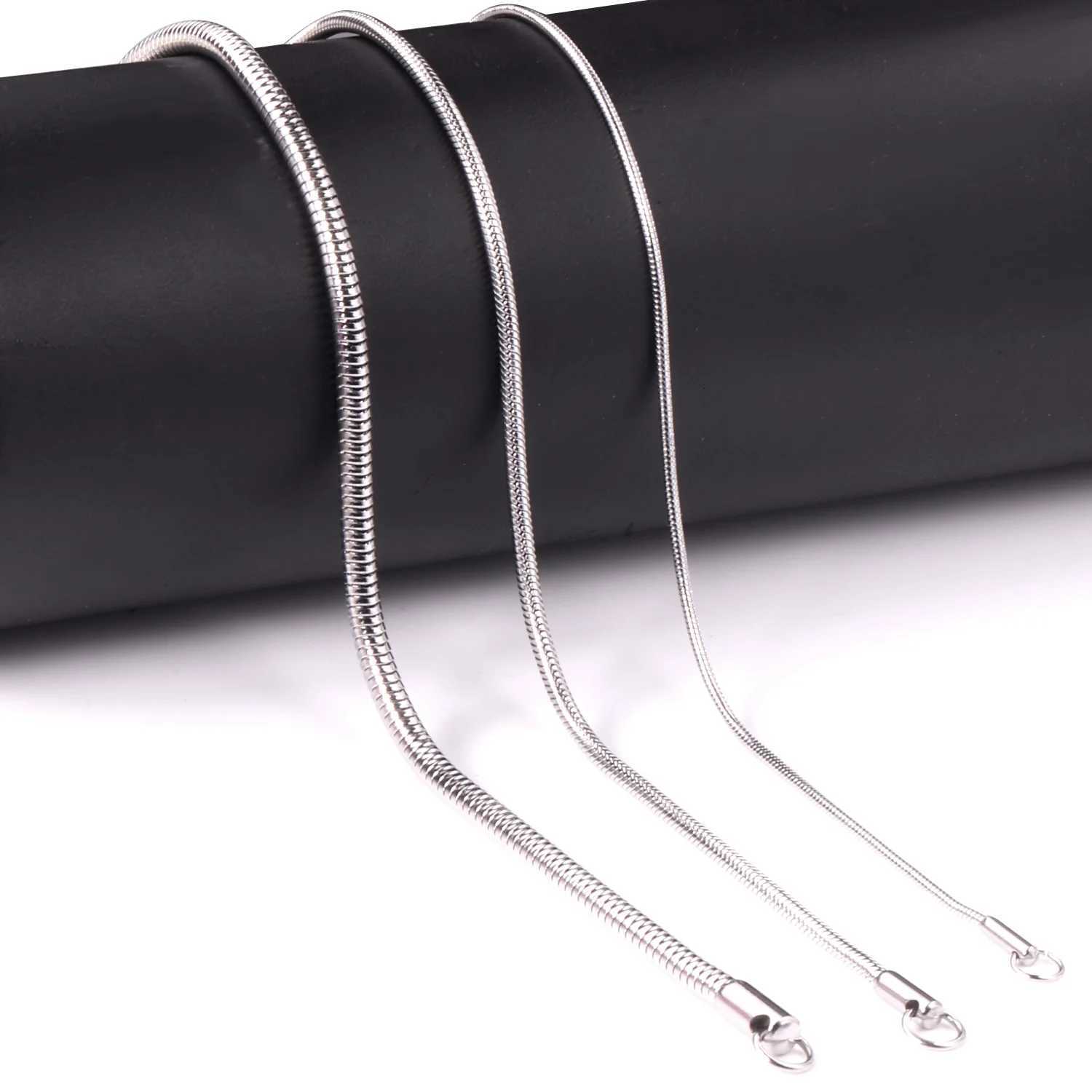 1MM/2MM/3MM Round Snake Chain Necklace For Women Men Gold Color Stainless Steel Herringbone Choker Fashion Jewelry GiftXJ251104