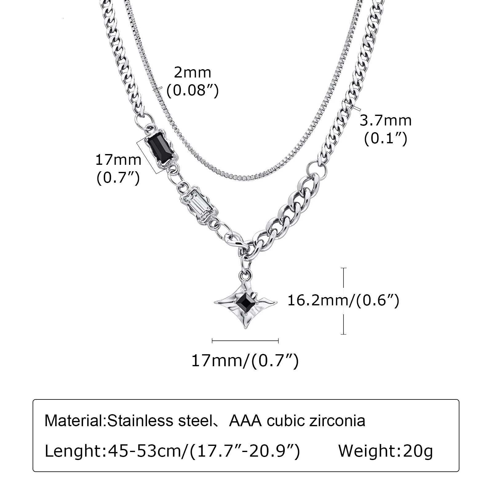 Black Star Charm Choker Necklace for Man Woman Stainless Steel Jewelry Double Link Chain Stacking Collar Birthday Christmas GiftXJ251104