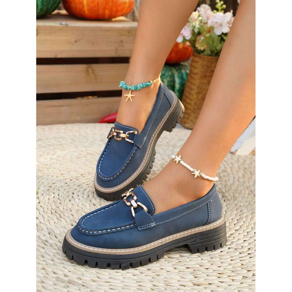 Women's 2025 New Autumn Large Size Designer Shoe British Style Suede Loafers with Heels and Thick Soles Comfortable Casual Shoes