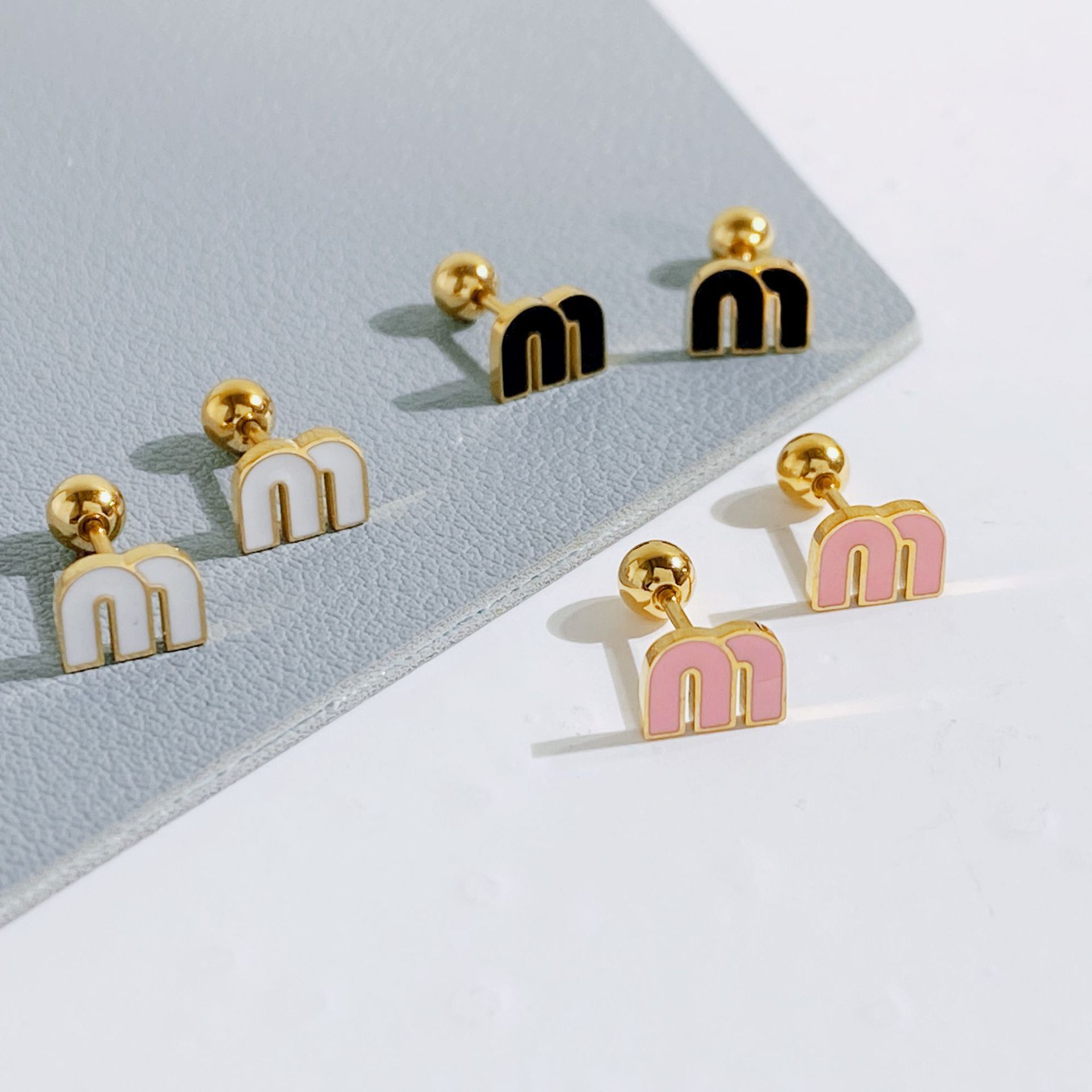 stainless steel fashion korea designer screw earrings stud for women gold color simple designs tiny earring earings ear rings jewelry