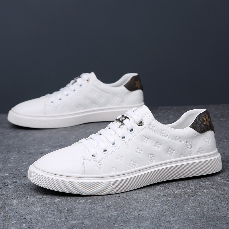 2025 Autumn New Trendy Versatile Men's White Shoes British Style Breathable Casual Korean Version Soft Leather Sneakers for Men