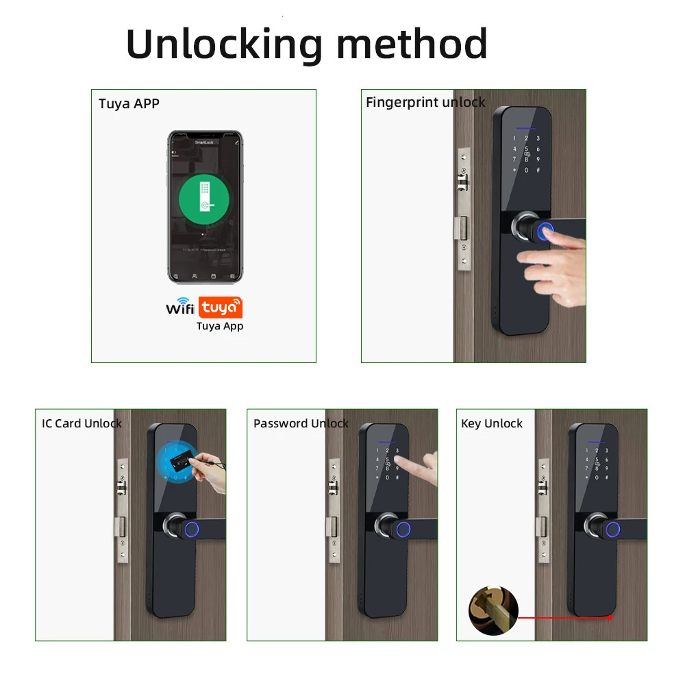 RAYKUBE F005 IP65 Waterproof Tuya Wifi Lock Electronic Smart Door Lock With Fingerprint/Smart Card/Password/Key/APP Unlock 250402
