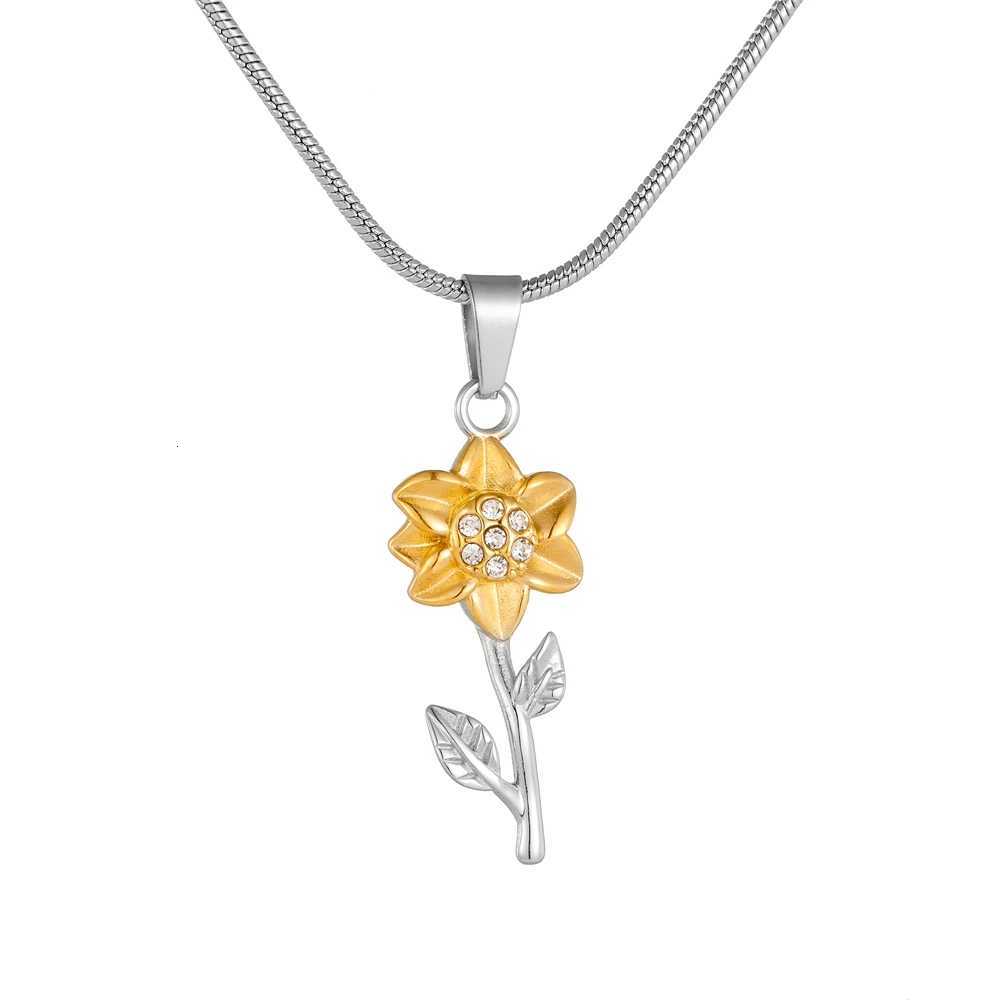 Golden Sunflower Cremation Necklace - Memorial Urn Pendant for Human Ashes Stainless Steel Keepsake JewelryXJ251104