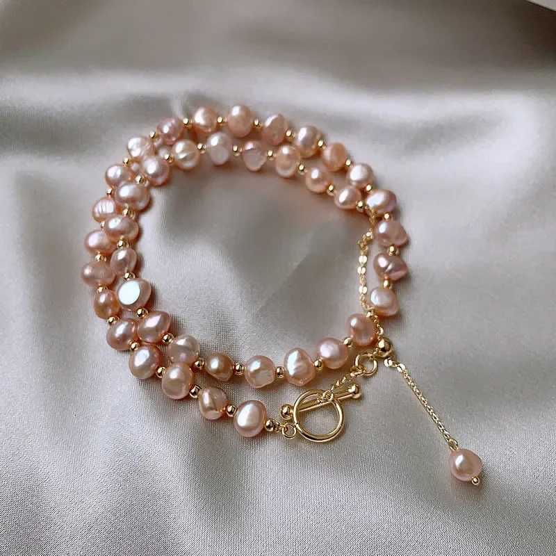 Minar Romantic Pink Color Baroque Freshwater Pearl Choker Necklaces for Women Gold OT Toggle Clasp Pendant Necklace JewelleryXJ251104