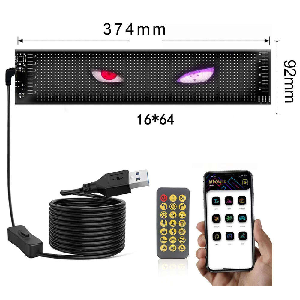 Famous Brand LED Soft USB Car Flexible Advertising Screen APP Bluetooth Window Glass Demon Eye Display