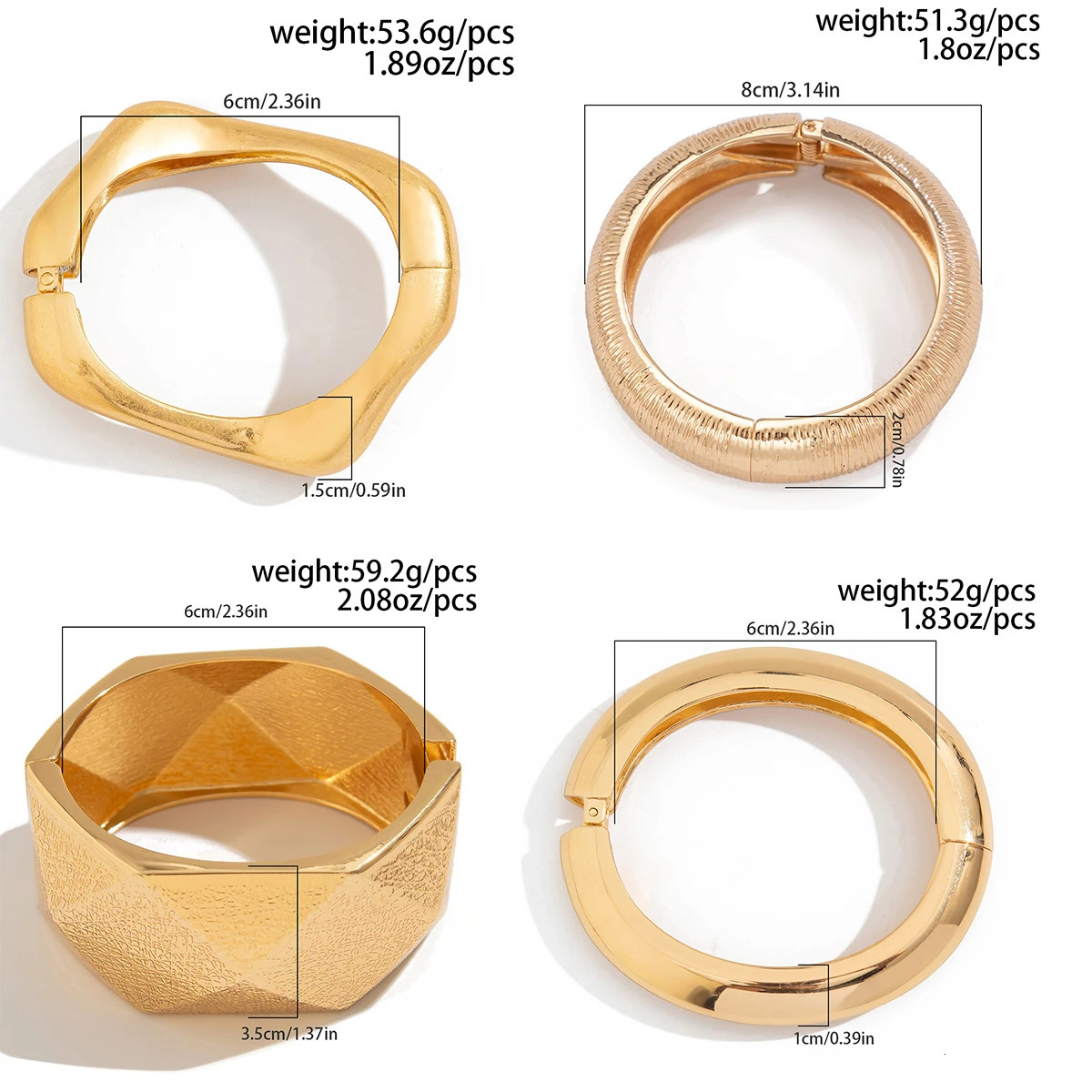 Ingemark 4 Styles Exaggerated Punk Heavy Metal Wide Cuff Bangles Women Hip Hop Geometric Spring Bracelet Steampunk Jewelry Men 250327
