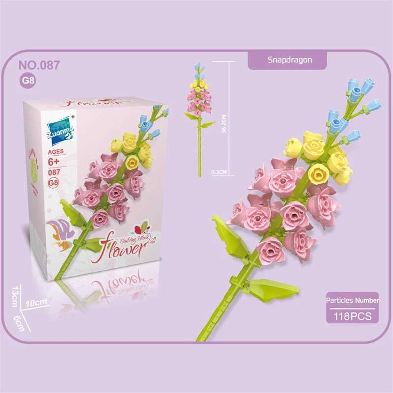 Simulation Rose Building Blocks Roses Flower Potted Bouquet 3D Model Home Decoration Bricks DIY Childrens Educational Toys Gift C251104