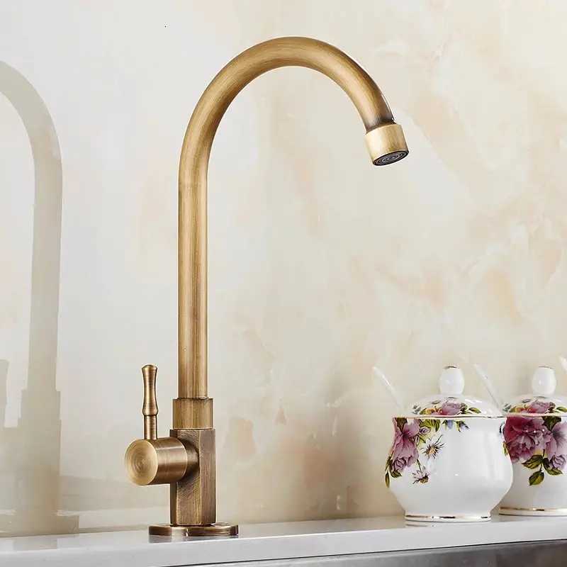 Cold Kitchen Sink Faucet Antique Bronze Finished 360 Degree Single Hole Water Tap Cooper Kitchen Tap ELK12 Y251104
