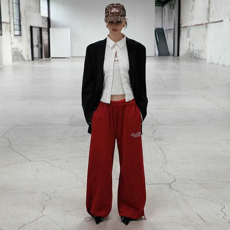 Korean Badblood casual pants for women American style slimming niche wide leg loose sports pants street dance straight leg pants Y250403GMRE